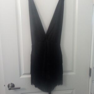 Vintage Black Backless Halter Flapper  Dress Size XL